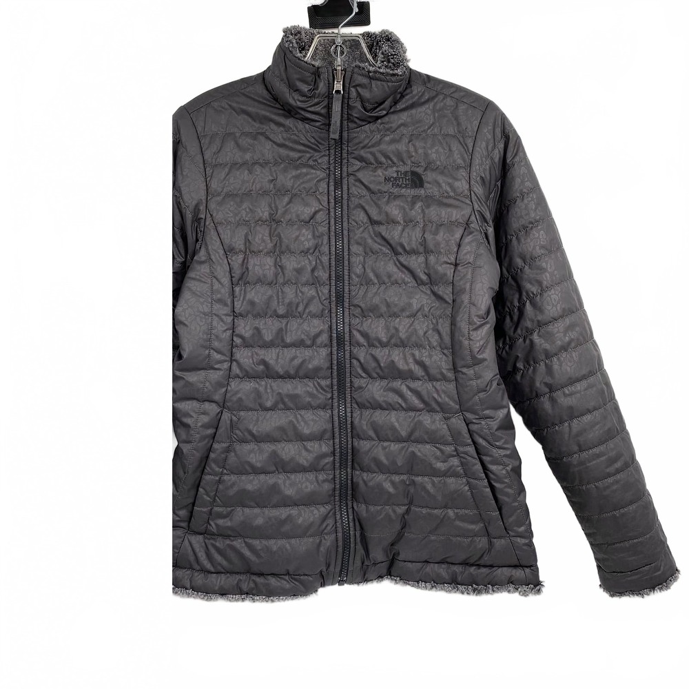 The North Face Gray Puffer Leopard Print Reversible | Kids 18
